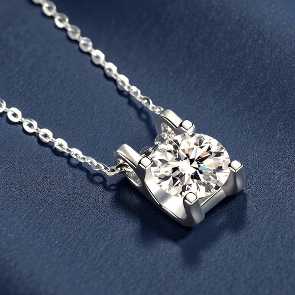 1 CT Moissanite Pendant Necklace Anniversary Birthday Jewelry Gift - Picture 4 of 12
